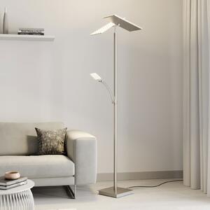 Lucande Lampadar LED Parthena, nichel, metal, 180 cm, reglabil, Gri, Camera de zi / sufragerie, Metal, Modern
