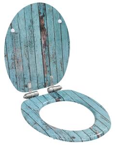 Capac WC cu închidere silențioasă, MDF, design lemn vechi