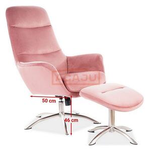 Fotoliu scaun cu catifea roz NIXON, 68x50x110 cm