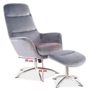 Fotoliu scaun cu catifea gri NIXON, 68x50x110 cm
