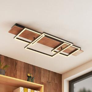 Lucande plafonieră LED Chariska, 95cm, negru, lemn, CCT