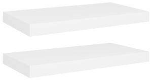 Rafturi de perete suspendate, 2 buc., alb, 50x23x3,8 cm, MDF