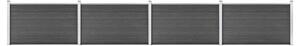 Set de panouri de gard, negru, 699 x 105 cm, WPC