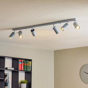 SOLLUX LIGHTING Spot de tavan rotund, gri, 6 becuri liniare, reglabil, Gri, Camera de zi / sufragerie, Metal, Modern