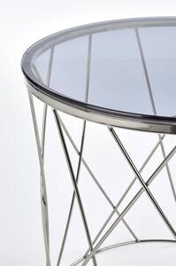 Masuta cafea Selena, transparent/argintiu, sticla/otel, 55x55x55 cm