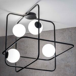 Marchetti Plafonieră Intrigo pătrat negru, reglabil, Negru, Camera de zi / sufragerie, Metal, Design