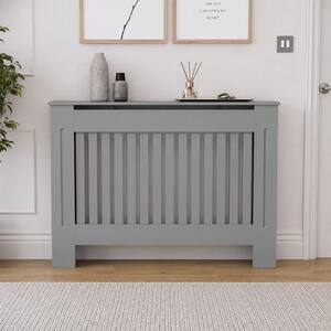 Mască calorifer ECO L 132 cm, MDF cu lamele verticale – Gri lucios