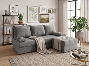 OFERTA Canapea coltar extensibila ZENA, gri deschis, reversibila, calitate a II-a