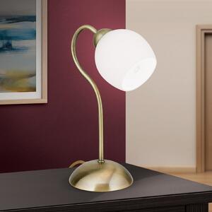 Lampă de masă Doma, culoare alamă antică, înălțime 30 cm, sticlă