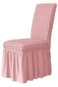 Set 6 huse de scaun, cu volane, Roz