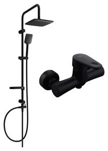 Set de duș Mexen Sven cu duș cu efect de ploaie și robinet de duș Kama, negru mat, 72540262-70