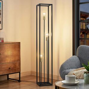 Lindby lampadar Tiliane, negru, metal, 3 becuri, 153cm, Negru, Camera de zi / sufragerie, Metal, Modern