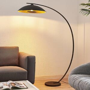 Lindby lampă de podea arcuită Emilienne, negru, auriu, 180 cm