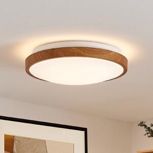 Lindby plafonieră LED Mynte, Ø30cm, aspect lemn, plastic