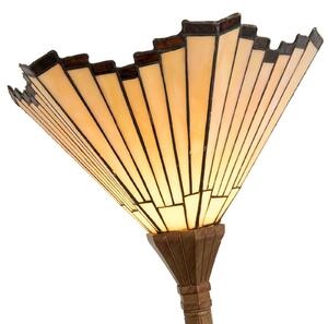 Clayre&Eef Marla - lampă de podea stil Tiffany, Bronz / Alamă Veche, Camera de zi / sufragerie, Sticlă, Tiffany, Proiector vertical
