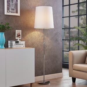 Lucande lampadar Pordis, 155cm, crom, alb, metal, textile