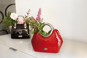 Vaza geanta Milano, ceramica, rosu argintiu, 24.5x10.5x21 cm
