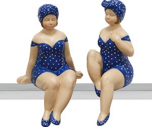 Set 2 figurine Becky, Rasina, Albastru Alb, 12 13x6 4 cm