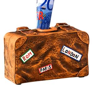 Pusculita Suitcase, ceramica, maro, 5x14x9 cm