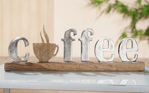 Decoratiune coffee, aluminiu lemn, argintiu maro, 5x14x43 cm