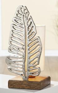 Lampa Leaf, aluminiu lemn, argintiu maro, 18x37x15 cm