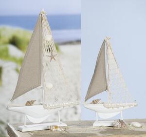 Figurina Sailing Boat, MDF, alb crem, 17.5x31x5 cm