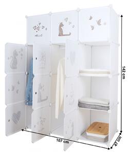 Dulap modular pentru copii, model alb maro pentru copii, KITARO Alb