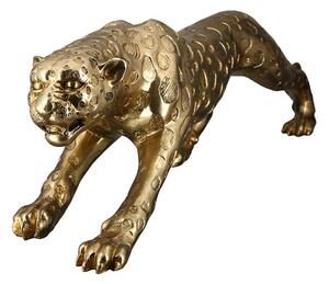 Figurina leopard, rasina, auriu, 80x20 cm