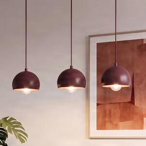 Luminex Lampă suspendată Sool, roșu închis, lungime 65 cm, 3 becuri, metal, E27, reglabil, Roșu, Camera de zi / sufragerie, Metal