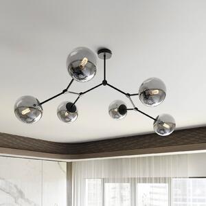 EMIBIG LIGHTING Plafonieră Space, negru/grafit, 6 becuri, reglabil, Negru, Camera de zi / sufragerie, Metal, Modern, glob