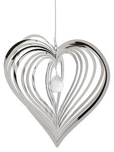 Ghirlanda Crystal Heart, otel inoxidabil, argintiu, 22x72 cm