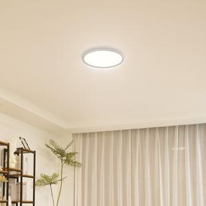 Lindby plafonieră LED Pravin, Ø 30 cm, CCT, alb, Alb, Camera de zi / sufragerie, Plastic, Modern