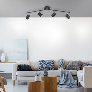 JUST LIGHT. GmbH Spot de tavan Tarik GU10-LED cu 4 lumini antracit, Negru, Camera de zi / sufragerie, Metal, Modern, Plafon semicircular cu spațiere
