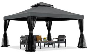Pavilion de grădină antracit cu plasă de țânțari Valencia 4x4 m Garden Point