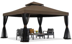 Pavilion de grădină maro cu plasă de țânțari Valencia 4x4m Garden Point