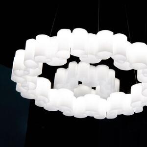 Stilnovo Lampă suspendată LED Honey, dimabilă, rotundă, 58 cm, reglabil, Alb, Camera de zi / sufragerie, Plastic, Modern