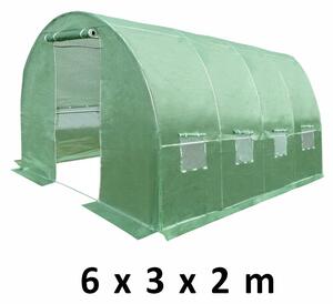 Sera solar tip tunel pentru gradina, 6x3x2 m, folie PE 140g/mp, filtru UV4, ferestre