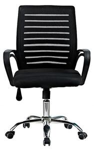 Scaun ergonomic de birou, inaltime reglabila 87-97 cm, rotativ, baza otel cromat, manere, negru