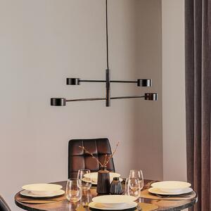 Nordlux Lampă suspendată LED Clyde, 4 becuri, 2 planuri, reglabil, Negru, Camera de zi / sufragerie, Metal, Modern