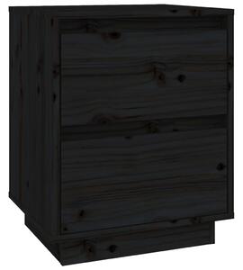 Noptieră, negru, 40x35x50 cm, lemn masiv de pin