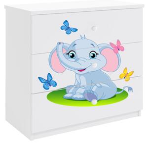 Comoda copii BABYDREAMS, 80x80x41, alb/elefant