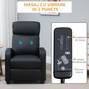 HOMCOM Fotoliu pentru relaxare cu masaj cu 8 moduri si 5 intensitati, cu suport pentru picioare si telecomanda | AOSOM RO