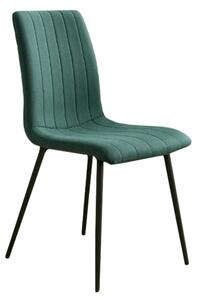 Scaun dining, tapiterie stofa, inaltime totala 91 cm, latime 43 cm, picioare metalice negre, stil elegant, verde