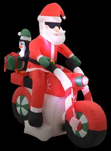 Moș Crăciun pe motocicletă gonflabil, LED, IP44, 160 cm