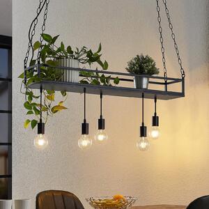 Lindby lampă suspendată Kirista, 5 becuri, negru, metal, 100cm