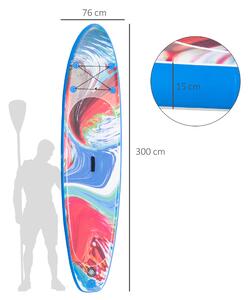 Outsunny stand up paddleboard gonflabil, padela reglabila din aluminiu, 300 x 76 x 15 cm, Albastru | Aosom Ro