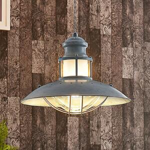 Lindby Lampă suspendată Louisanne, Ø35cm, gri-verde, metal, sticlă, reglabil, Gri, Bucătărie, Metal, Design industrial