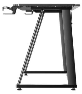 Birou Gaming BILLY, Negru, 100x60x75 cm, suprafata negru carbon, mousepad 80 x 30 cm, suport pentru casti si pahar
