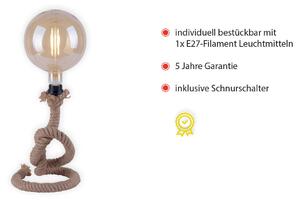 JUST LIGHT. GmbH Lampă de masă Rope din funie groasă, Maro / Rugină, Camera de zi / sufragerie, Maritimă