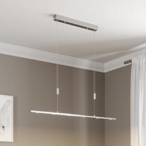 Lucande lampă suspendată LED Arnik, 120 cm, culoare nichel, dimabil, reglabil, Metalic, Camera de zi / sufragerie, Metal, Modern